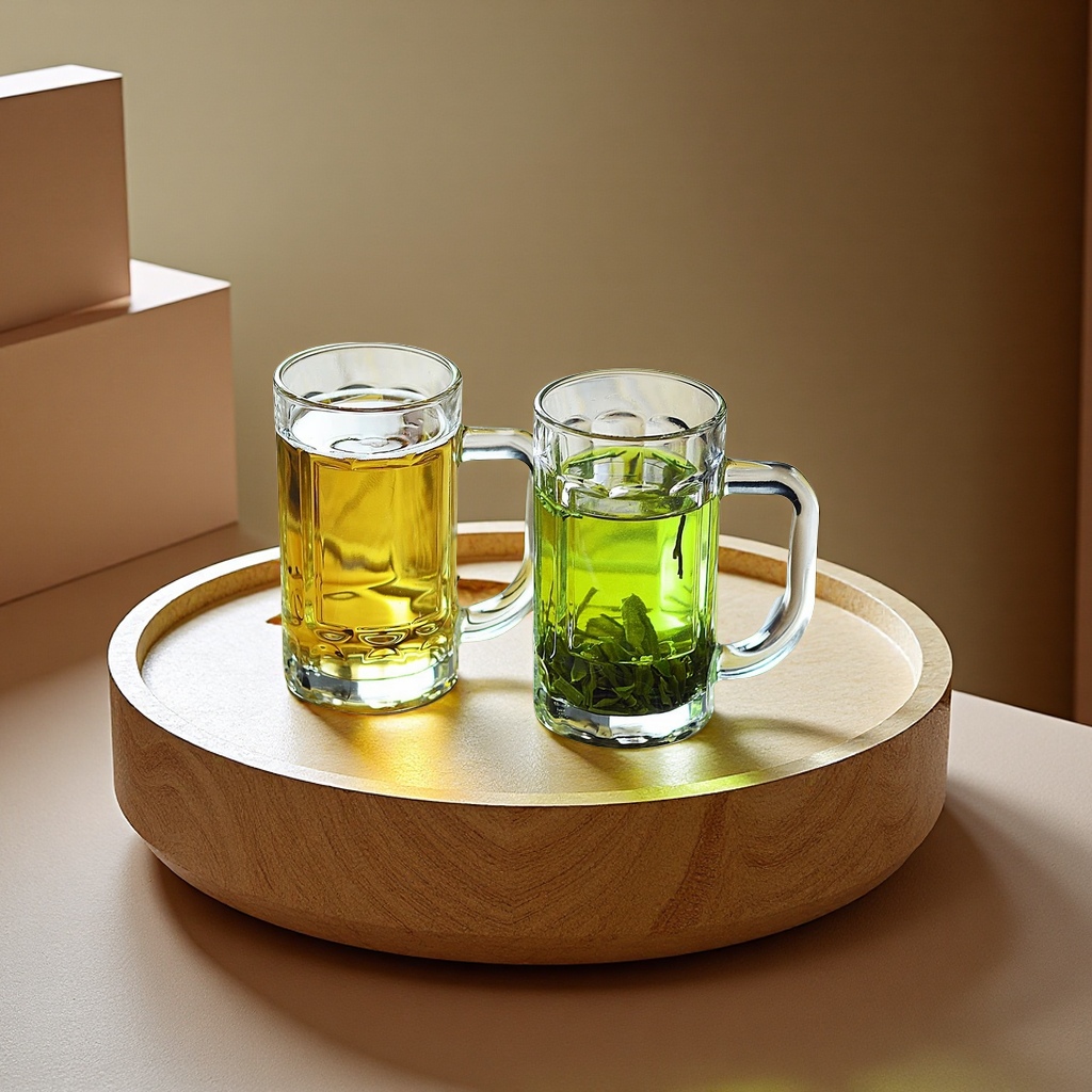 Heat-resistant glass tea cups with handles, large-capacity household drinking water, milk, juice, draft beer cups, wine and beverage packaging details Picture
