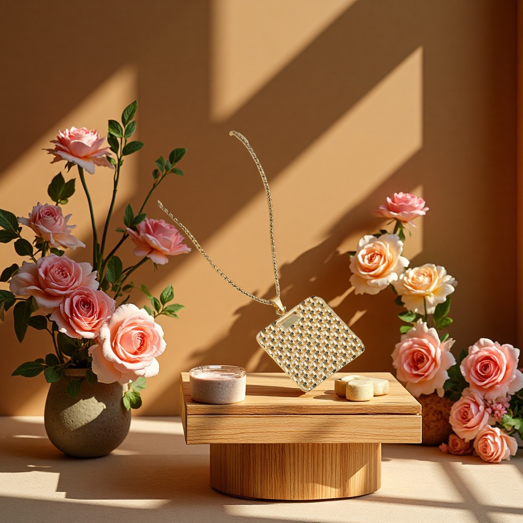 时尚简约方形金属项链吊坠流行饰品百搭个性潮流配饰白底实物图