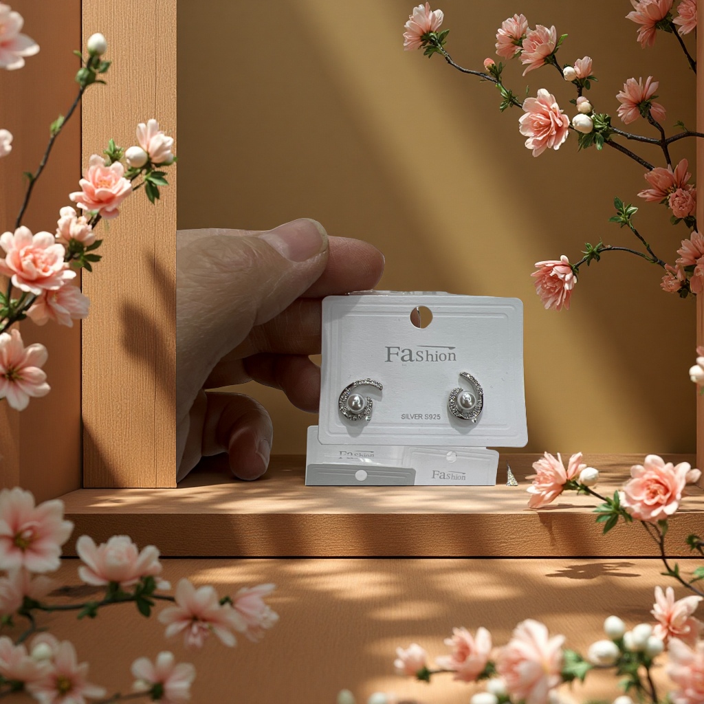 皓石微镶耳环时尚简约耳饰银色耳坠女气质百搭款