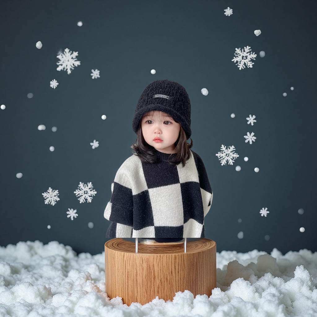 儿童春秋渔夫帽男童女童保暖毛绒盆帽时尚黑色2024冬季新款童帽服装配饰