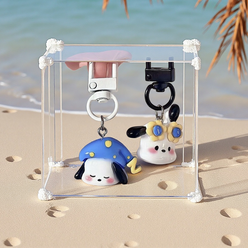 小帕创意可爱夏日太阳镜钥匙扣书包挂件网红个性钥匙链工艺晶礼品动漫明星周边