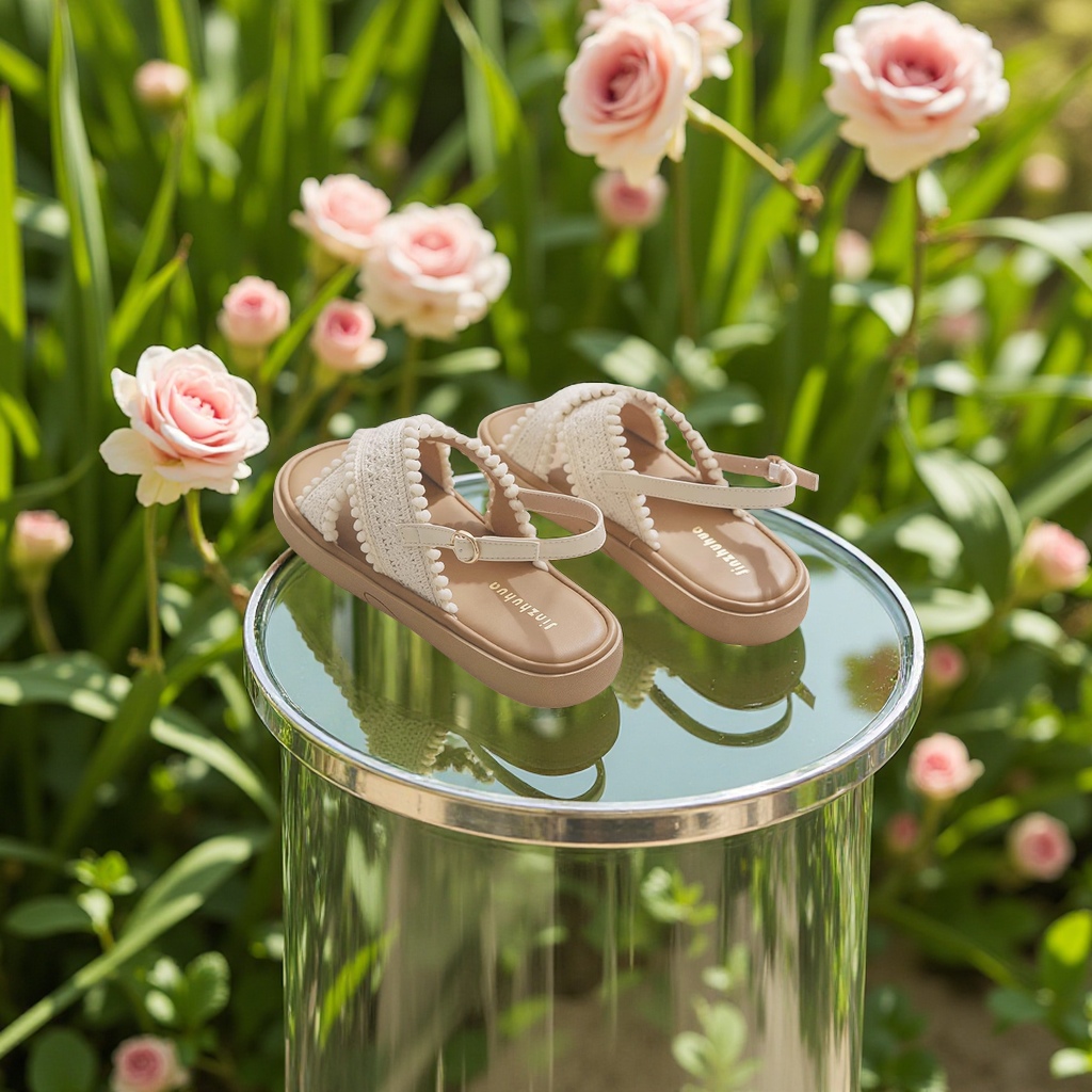 法式小凉鞋女夏季真皮平底百搭不累脚配裙子2025新款外穿服装配饰代理加盟成品鞋