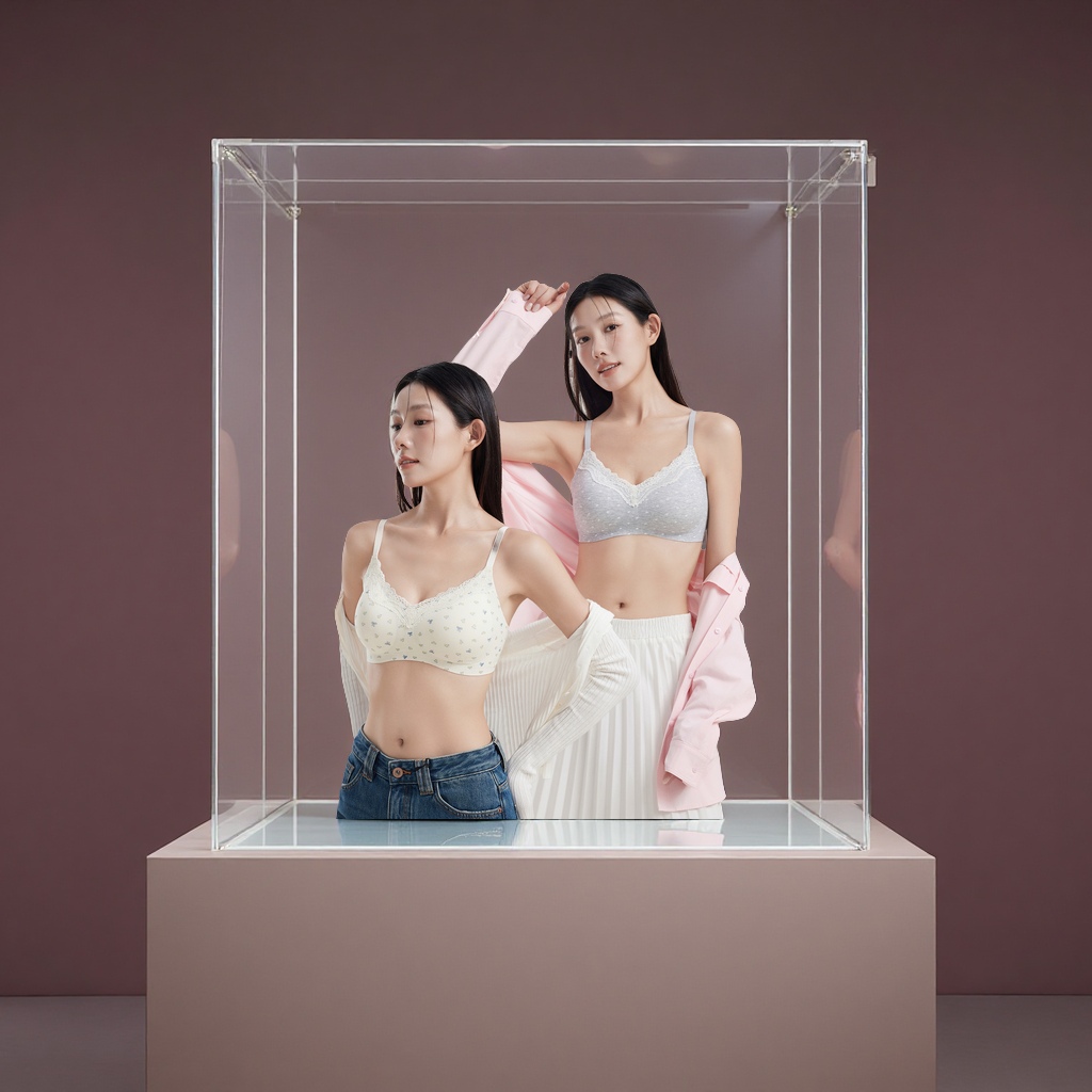 甜美少女感蕾丝印花边内衣内裤套装无钢圈聚拢收副乳无痕服装展示道具