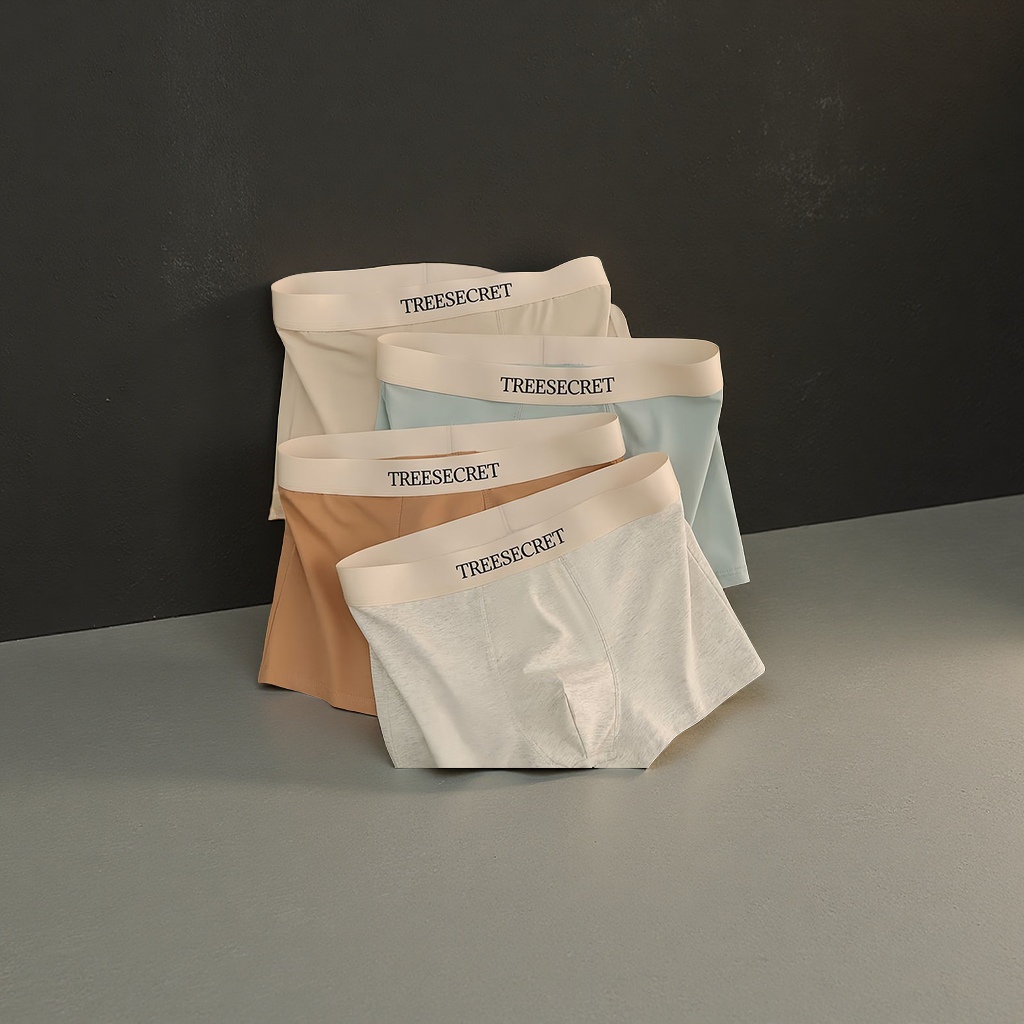 工厂代发男士四角内裤男生透气运动平角裤时尚简约纯色包裹舒适男款