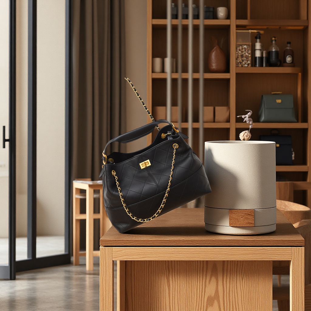 跨境水桶包新款时尚菱格女士手提包大容量通勤托特包高级感单肩包箱包皮具男士包袋男士单肩包