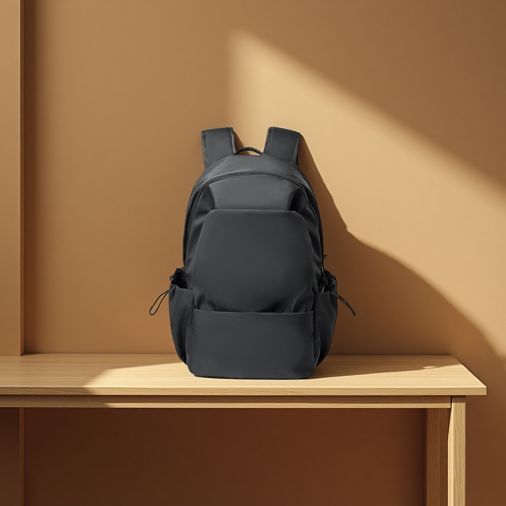 学生休闲双肩包男女大容量简约纯色校园背包电脑包箱包皮具