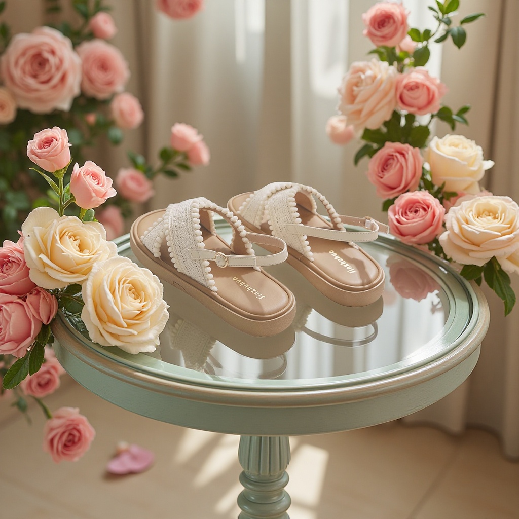 法式小凉鞋女夏季2025新款真皮平底百搭不累脚外穿配裙子成品鞋鞋件代理加盟