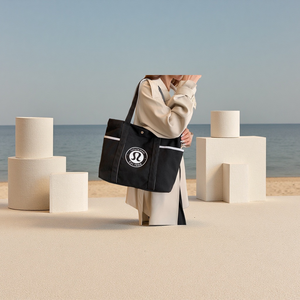 新款帆布手提包大容量单肩托特斜挎沙滩包时尚潮流纯色休闲包包