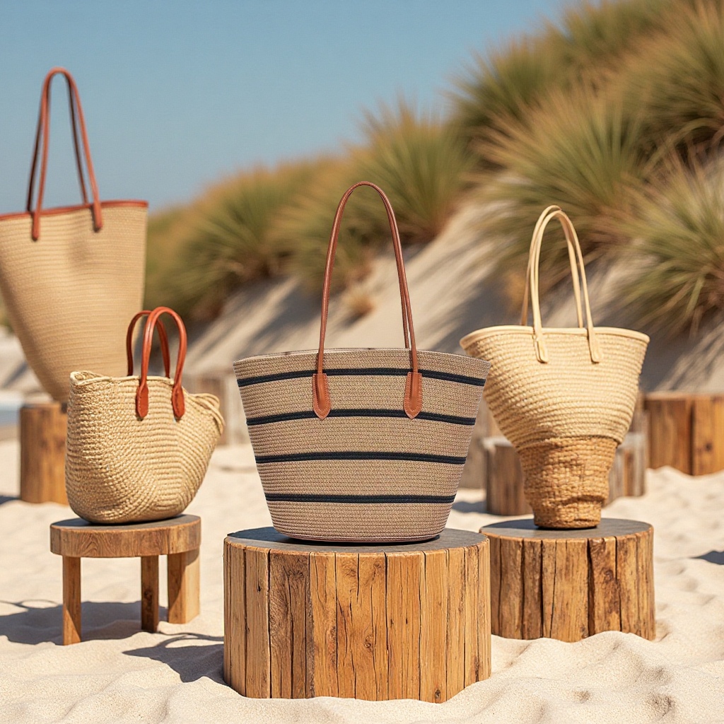 升级皮底高品质条纹单肩大容量草编包百搭度假托特包潮流女士包袋