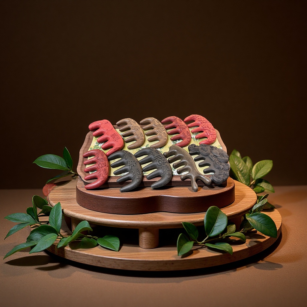 合香珠爆款何首乌按摩梳天然中药养发草药梳工艺品礼品木质梳子批发