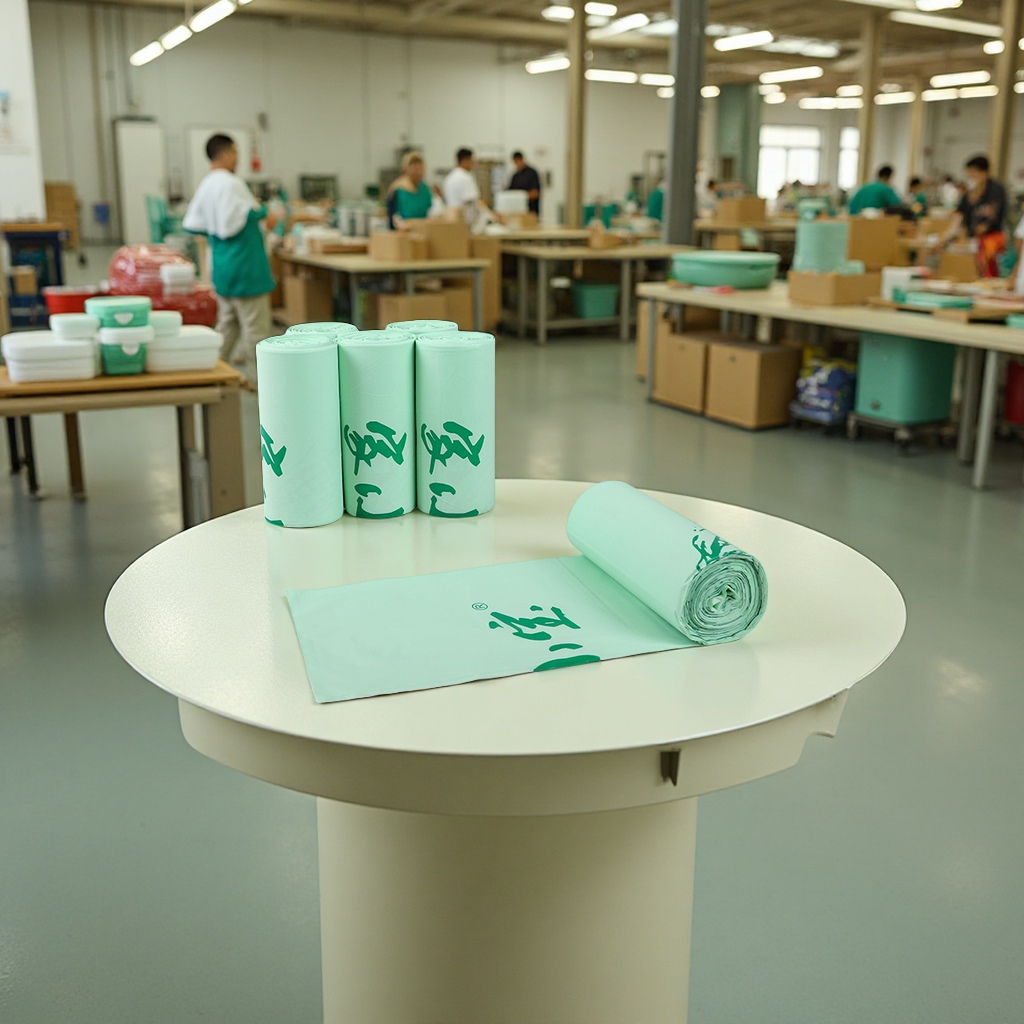 The factory supplies fully biodegradable plastic bags, kitchen waste bags, household eco-friendly compost, wholesale plastic packaging roll bags