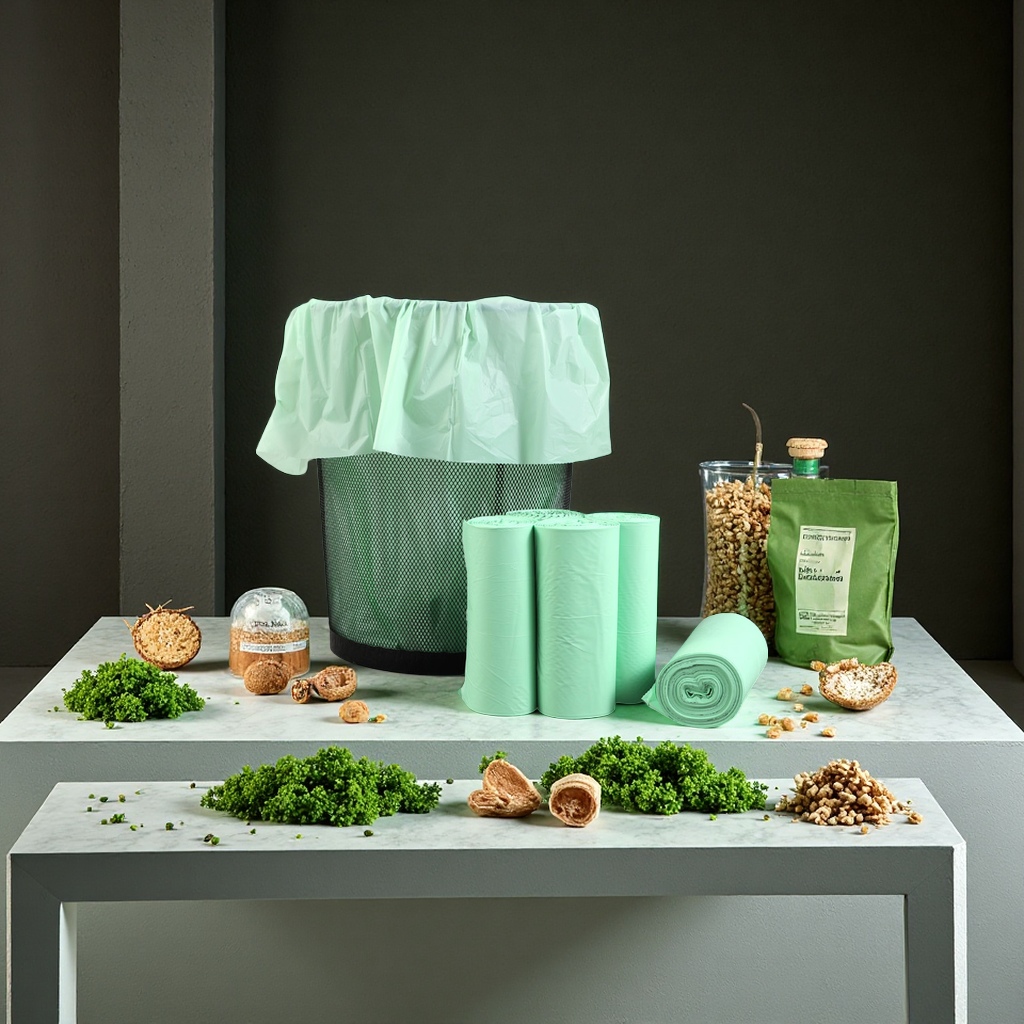 The factory supplies fully biodegradable plastic bags, kitchen waste bags, household eco-friendly compost, wholesale plastic packaging roll bags details Picture