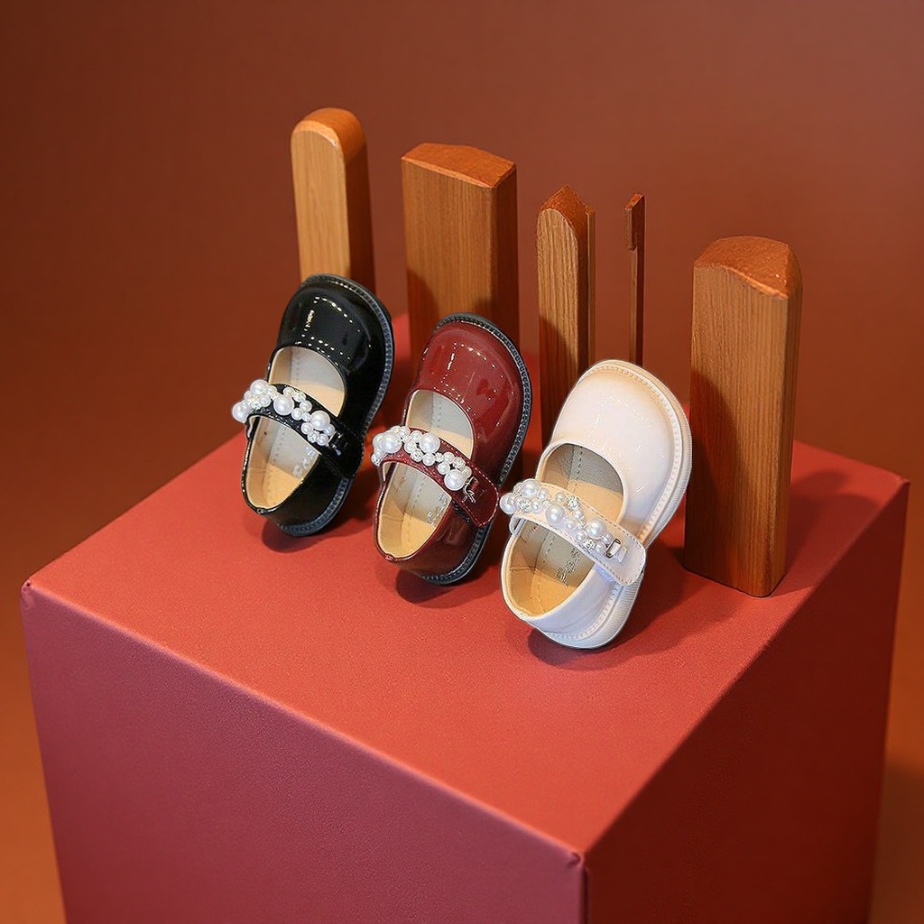 Spring new soft-soled princess shoes for children and infants, one-year-old walking shoes with evening dress, children's single shoes, red leather shoes Item Picture