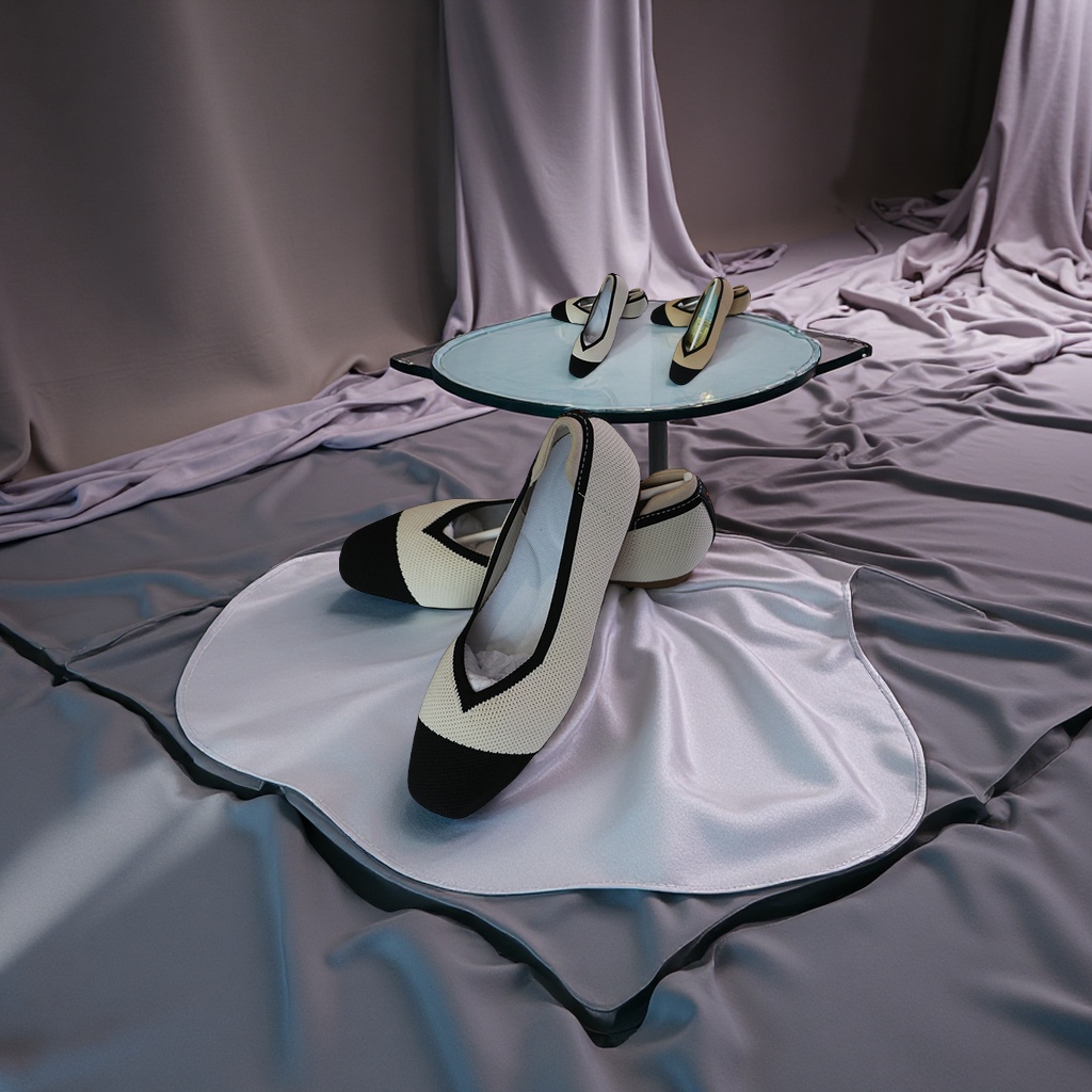 新款王妃鞋女方头平底浅口飞织一脚蹬大码编织豆豆鞋女鞋女式帆布鞋