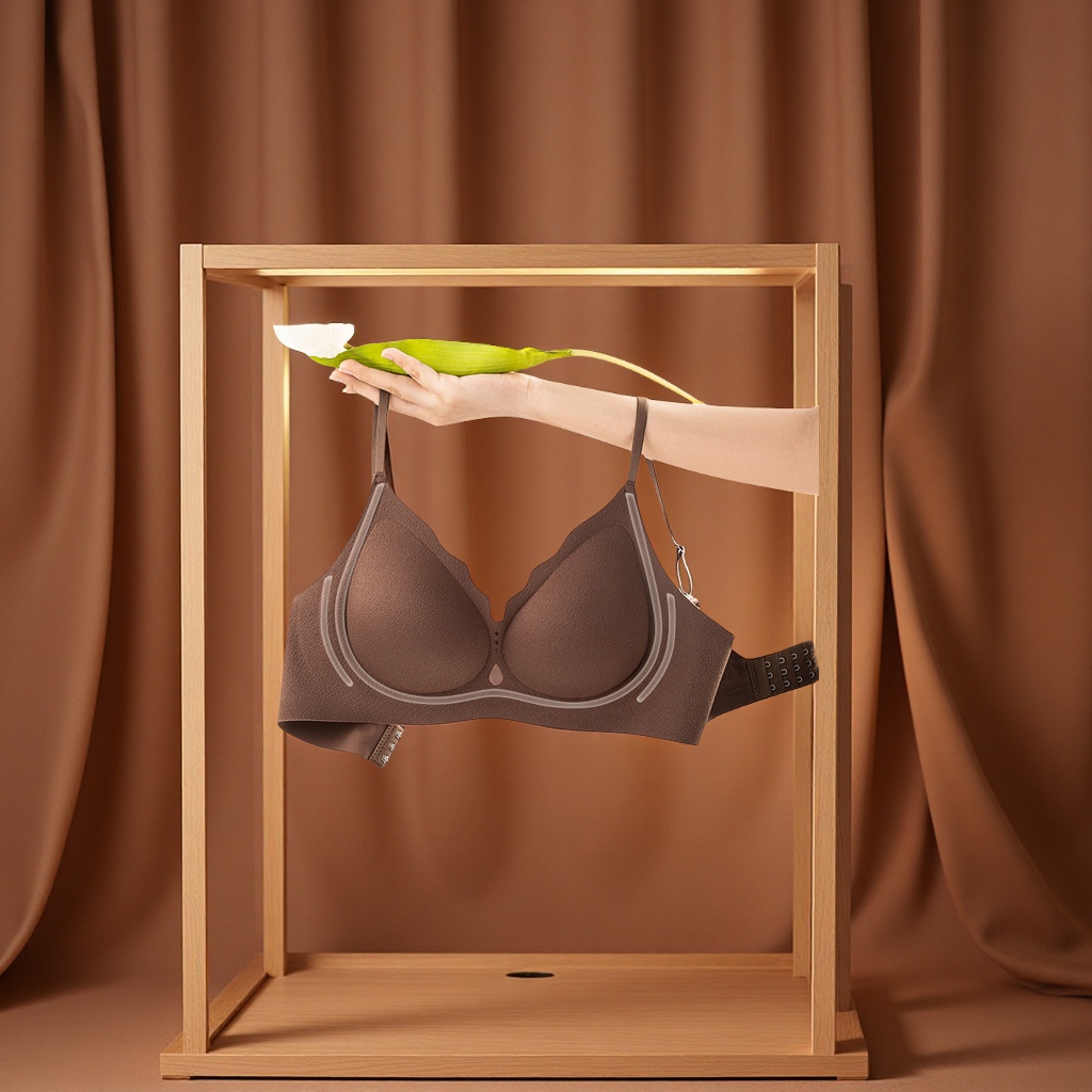 新款女式无钢圈内衣小胸聚拢舒适支撑上托防下垂凉感透气秋冬美胸文胸罩