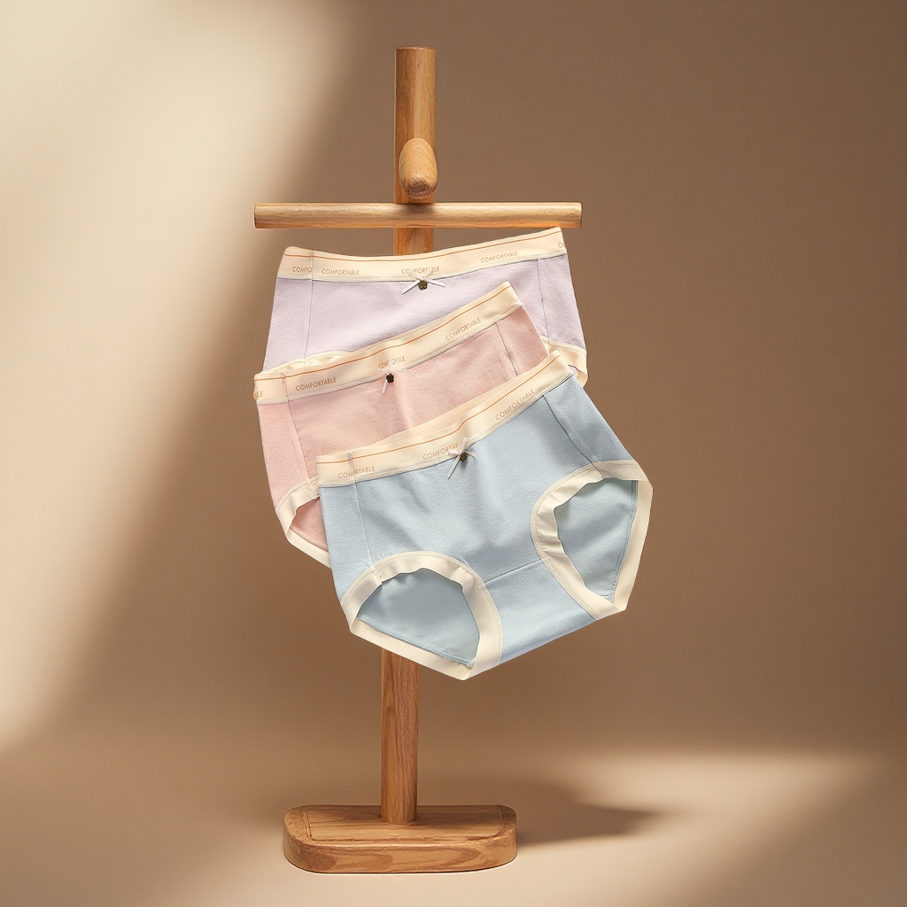 女士纯棉内裤全棉抗菌透气少女无痕中腰三角底档甜美舒适内衣图