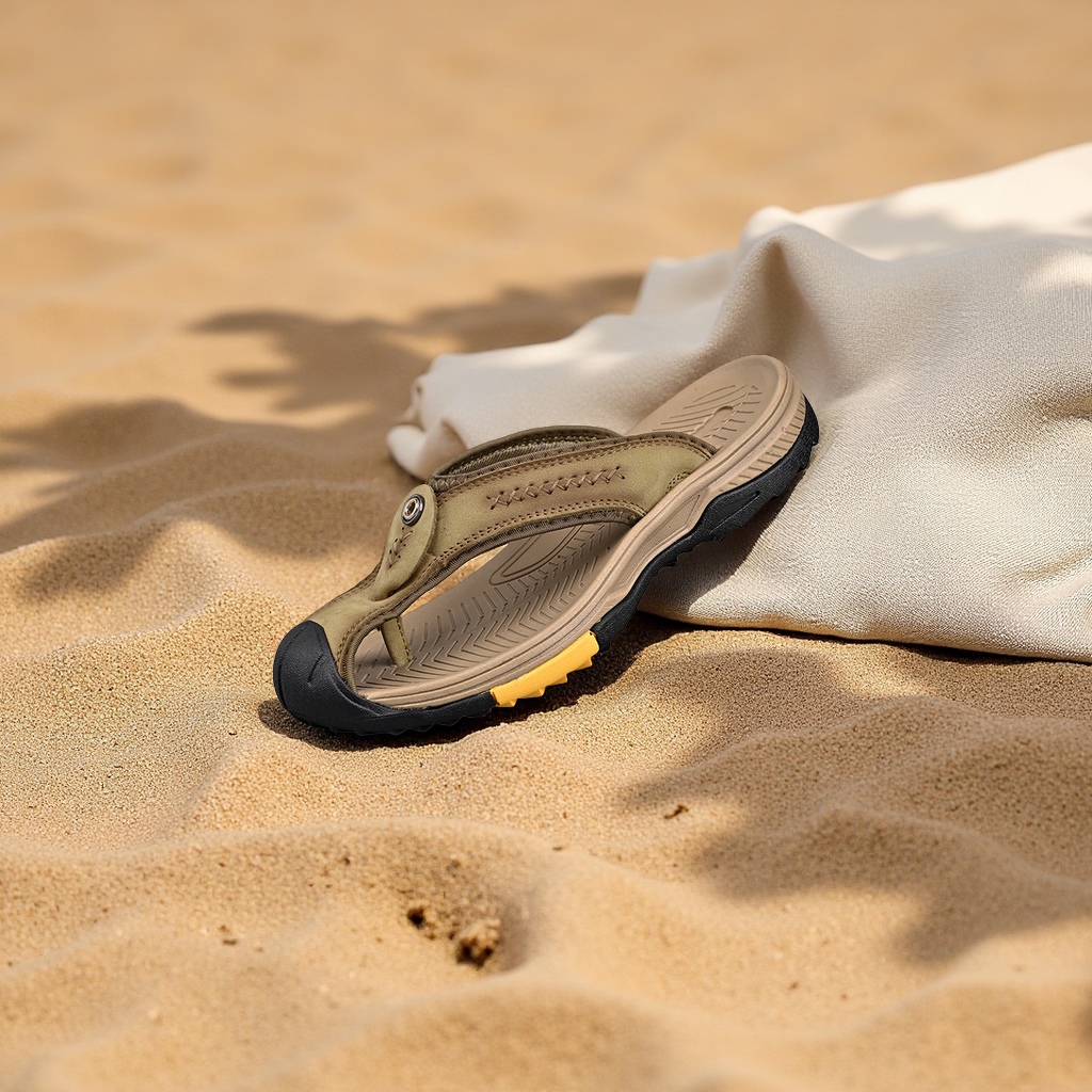 广州真皮男款人字拖鞋厚底防滑潮流沙滩鞋家居凉鞋亚麻拖鞋