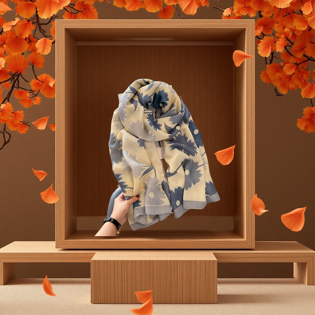 2025 New Korean-style versatile long cotton and linen shawl for autumn and winter warmth, paired with a thin women's scarf as a clothing accessory