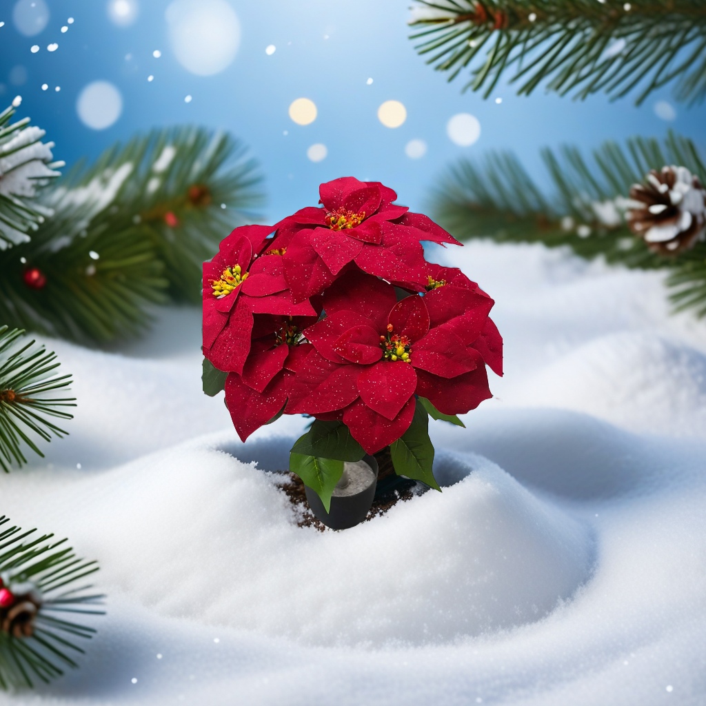 7头仿真一品红细节图