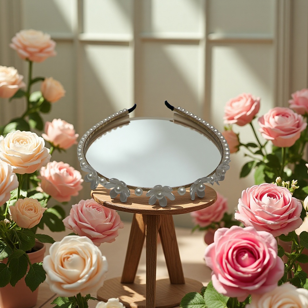 日韩网红外出发箍女气质头箍压发双层珍珠花朵甜美发饰细节图