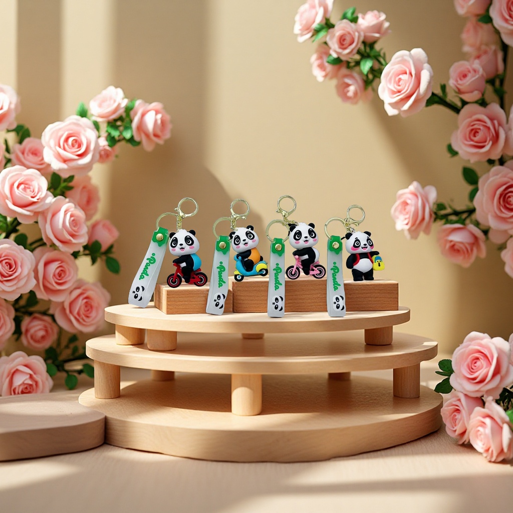 熊猫钥匙扣可爱卡通挂件金属钥匙链礼品送女生儿童创意装饰品