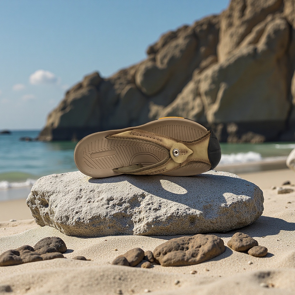Guangzhou genuine leather men's flip-flops, thick-soled anti-slip trendy beach shoes, high-end handcrafted flip-flops for men Application Scenario
