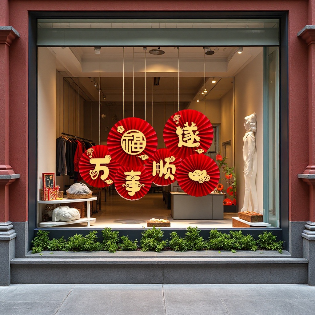 新年纸扇六件套传统手工折扇节日装饰礼品春夏节庆用品细节图