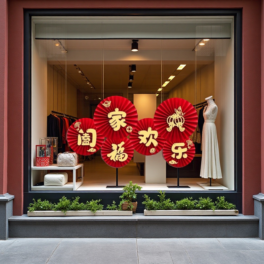 新年纸扇六件套传统手工折扇节日装饰礼品春夏节庆用品产品图