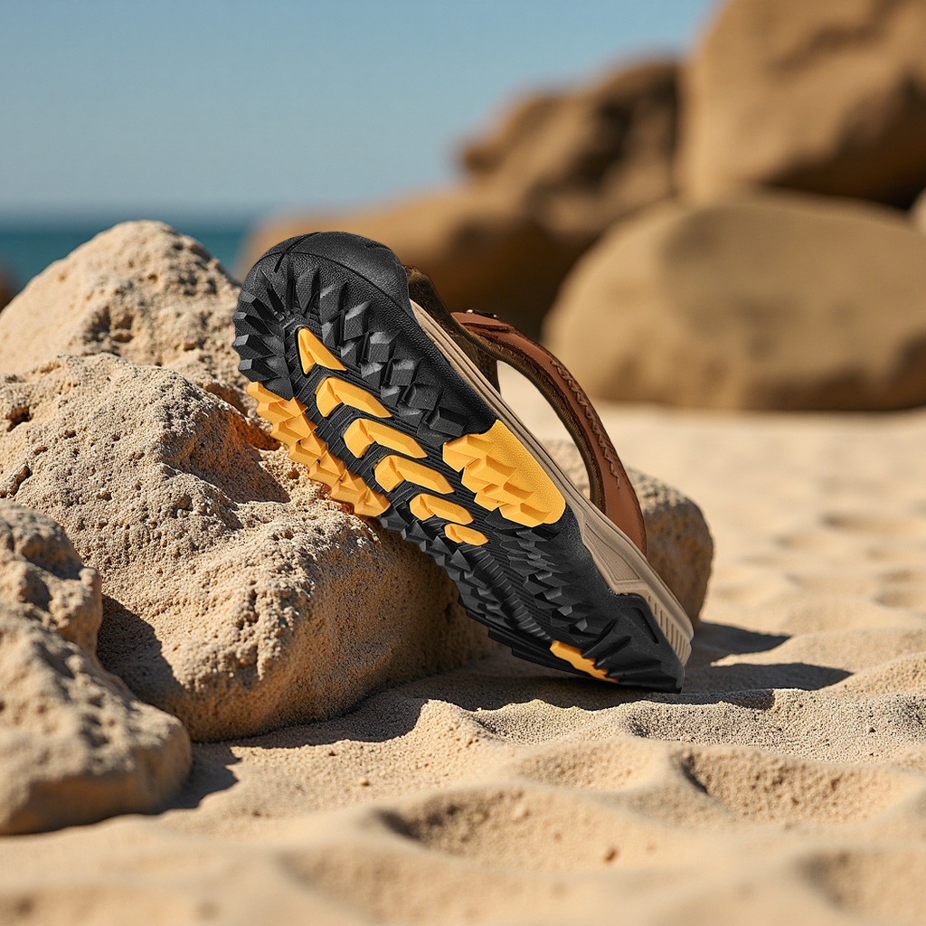 Guangzhou genuine leather men's flip-flops, thick-soled anti-slip trendy beach shoes, high-end handcrafted flip-flops for men Item Picture