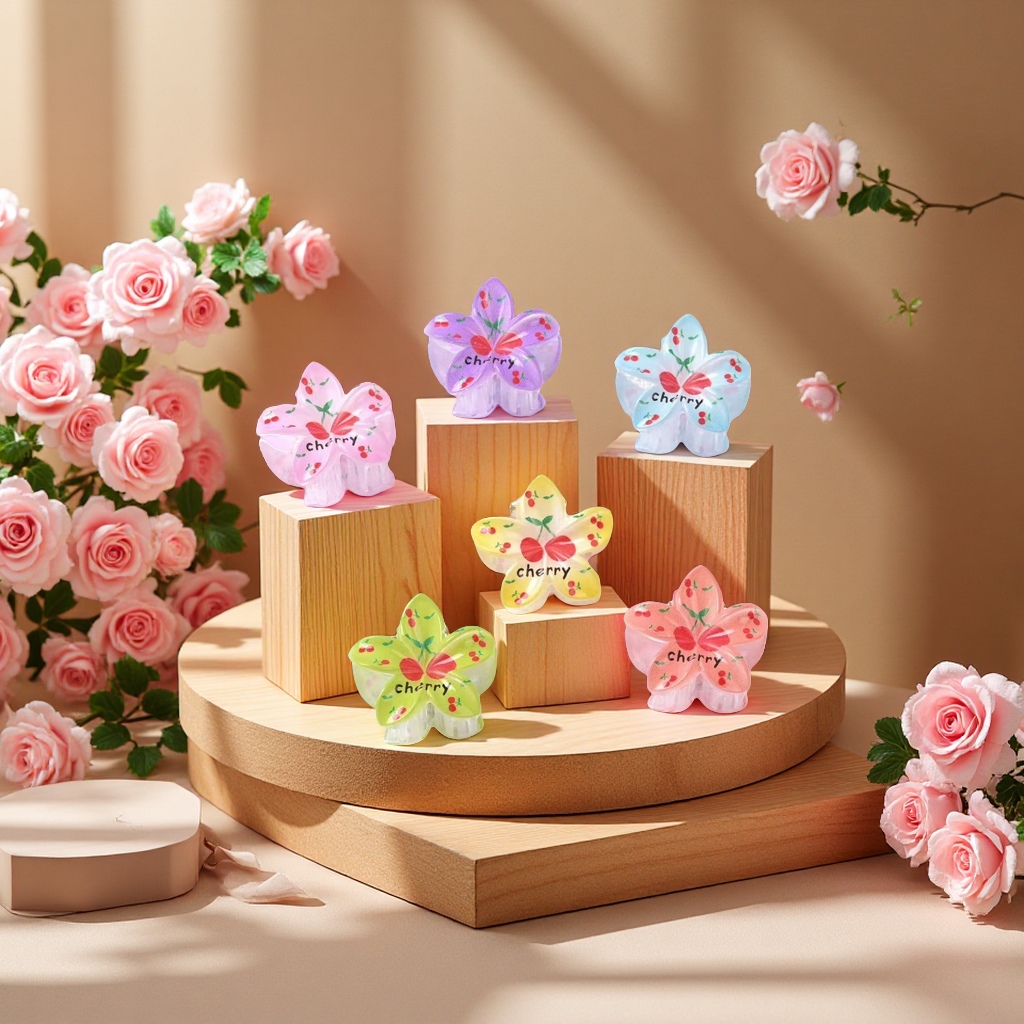 跨境爆款樱桃印刷小爪夹发夹