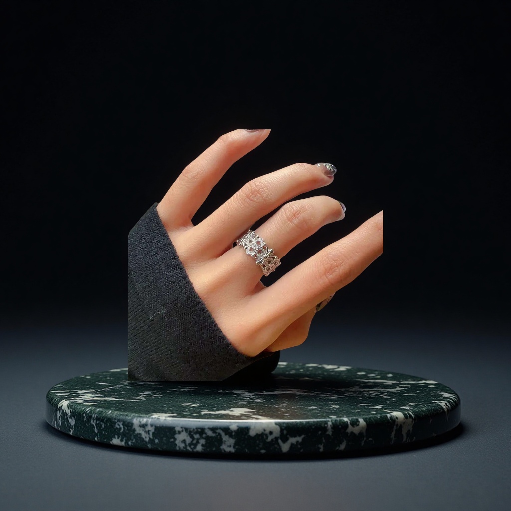 银戒指女个性金色彩色花戒玉戒男款时尚手饰男士戒指饰品潮流款式