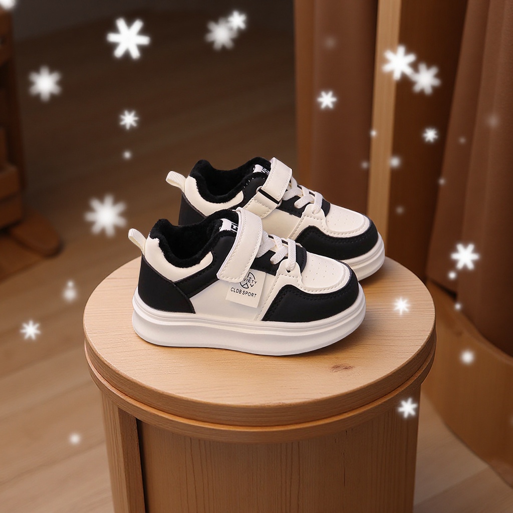 儿童秋冬二棉鞋2025新款男童软底加绒运动休闲女童韩版宝宝小白鞋户外运动鞋