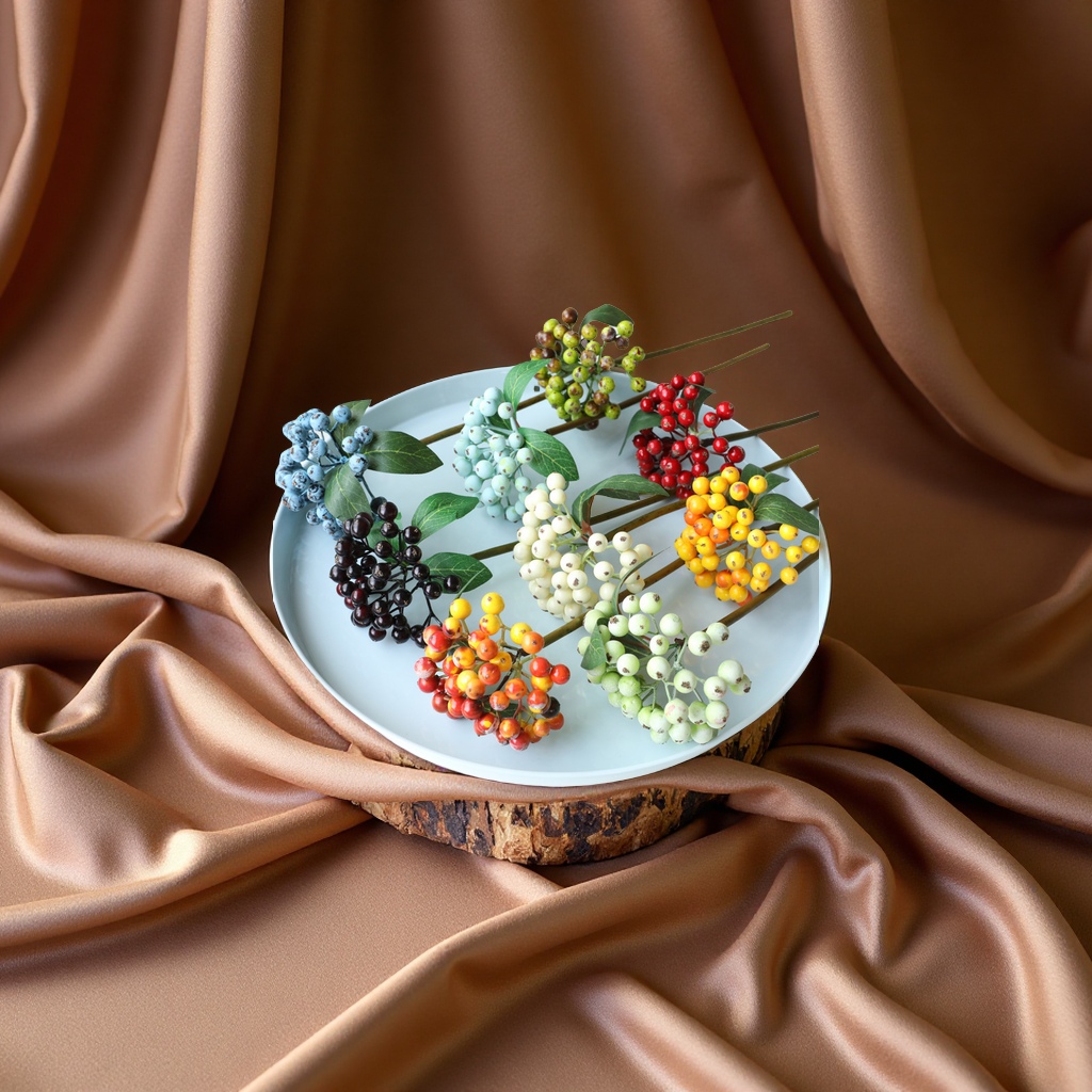 欧式仿真花小果束客厅摆件圣诞装饰插花配件仿真浆果现货供应办公文化园艺仿真果实