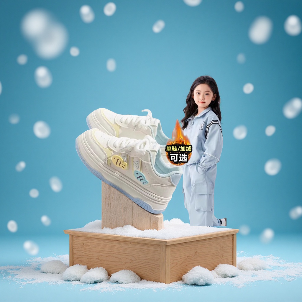 女童运动鞋加绒加厚儿童棉鞋学生童鞋白板鞋运动鞋子女孩童鞋鞋款