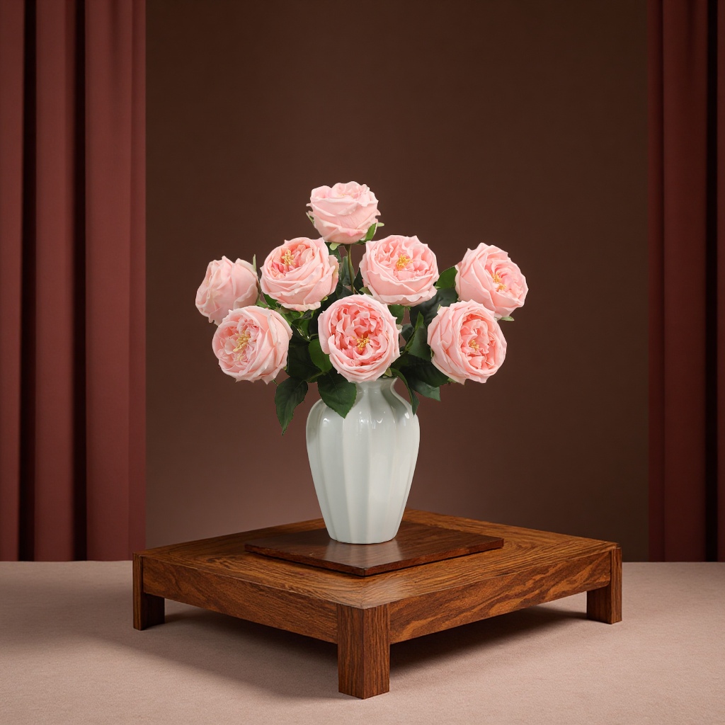 奥斯汀玫瑰高品质仿真手感保湿轻奢家居酒店餐桌装饰假花摆件办公文化园艺礼盒