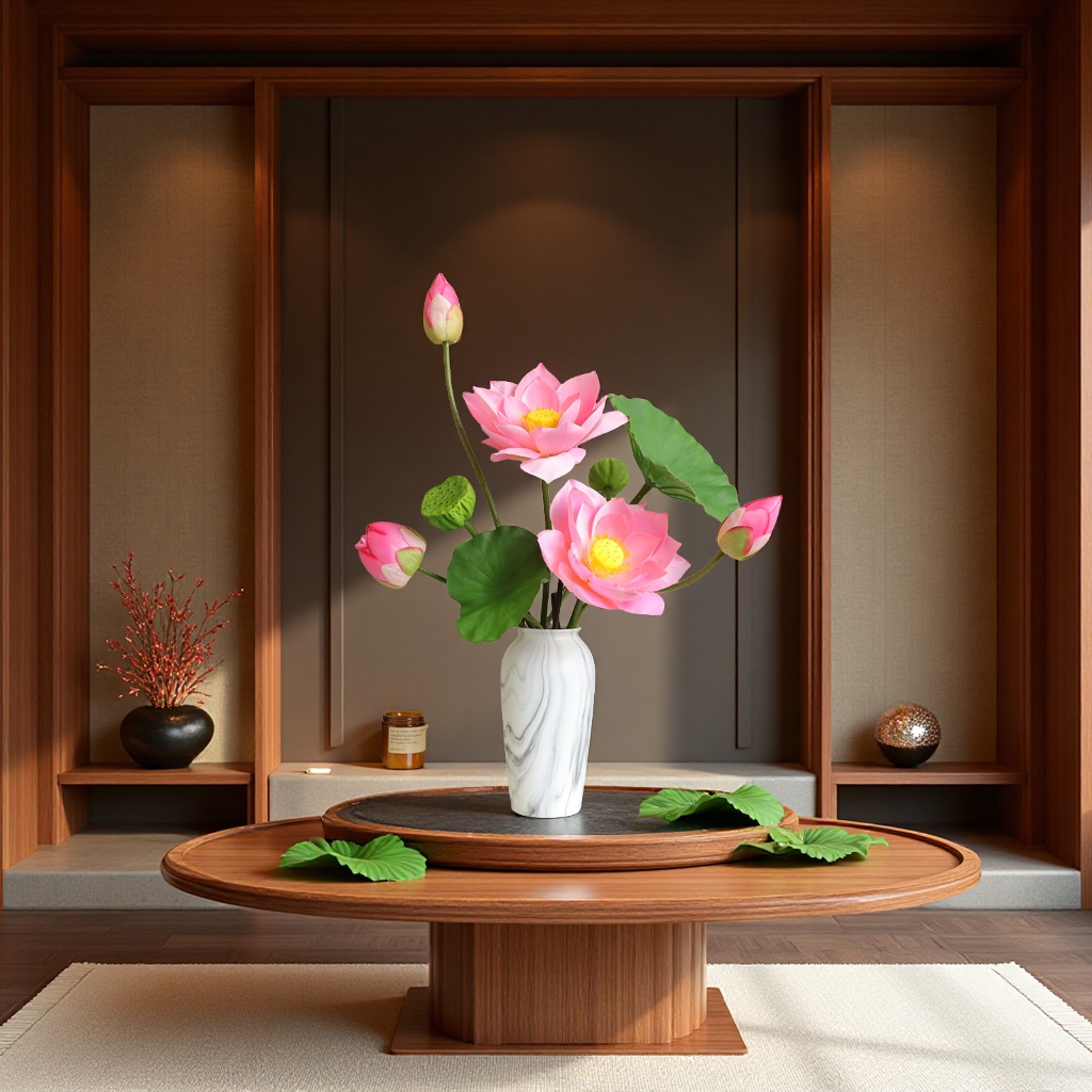 仿真荷花荷叶莲蓬中式禅意家居装饰假花园艺宠物花盆容器批发