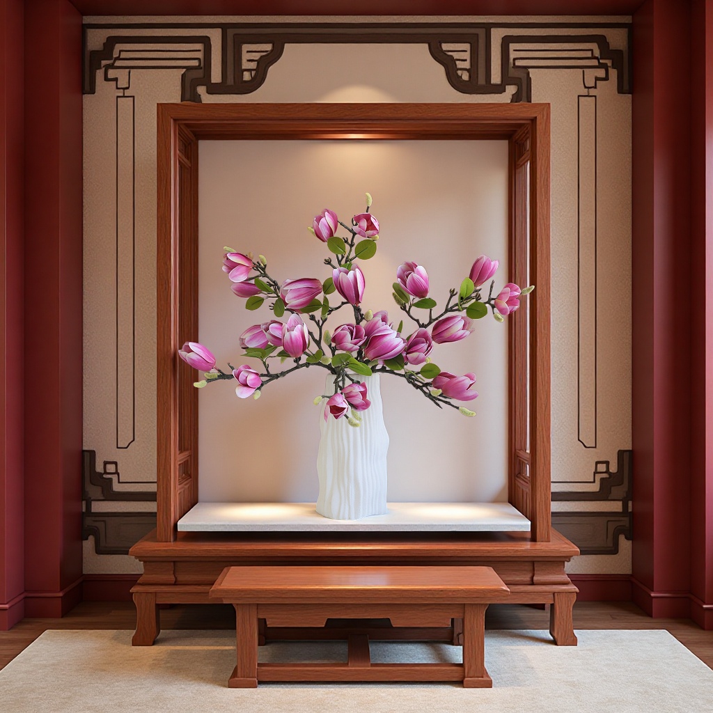 玉兰仿真花高品质手感中式古典婚庆家居装饰假花宠物园艺花盆容器