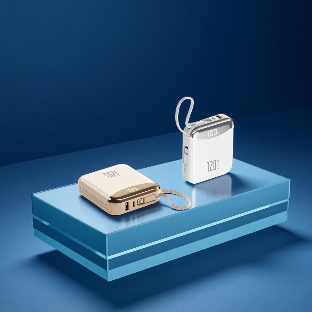 2025 New Super fast charging power bank, 20,000 mah large-capacity portable with built-in cable, digital phone power bank, gift printing Application Scenario