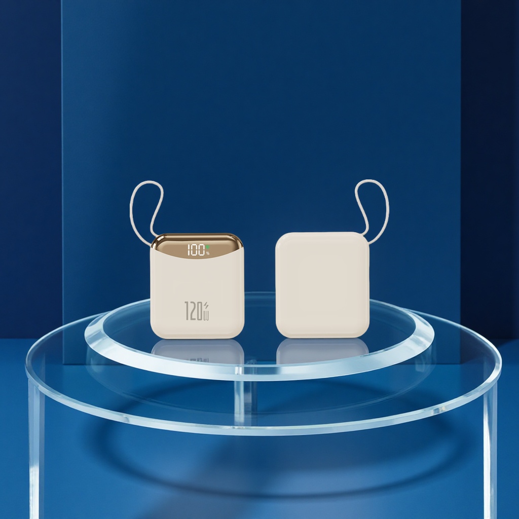 2025 New Super fast charging power bank, 20,000 mah large-capacity portable with built-in cable, digital phone power bank, gift printing Item Picture