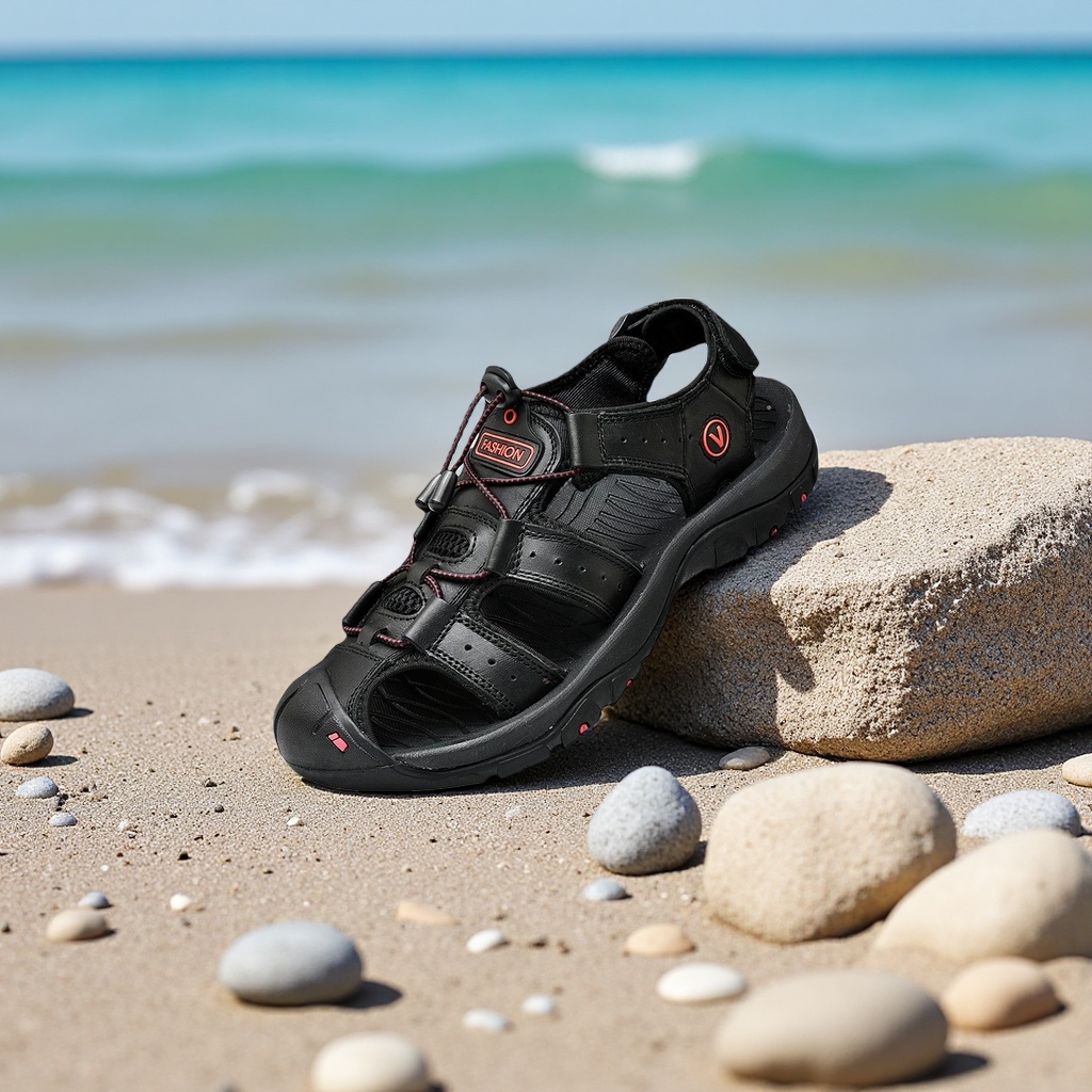 沙滩鞋男士夏季休闲/居家拖鞋皮革缝制/男版凉鞋/华耀/人字拖产品图