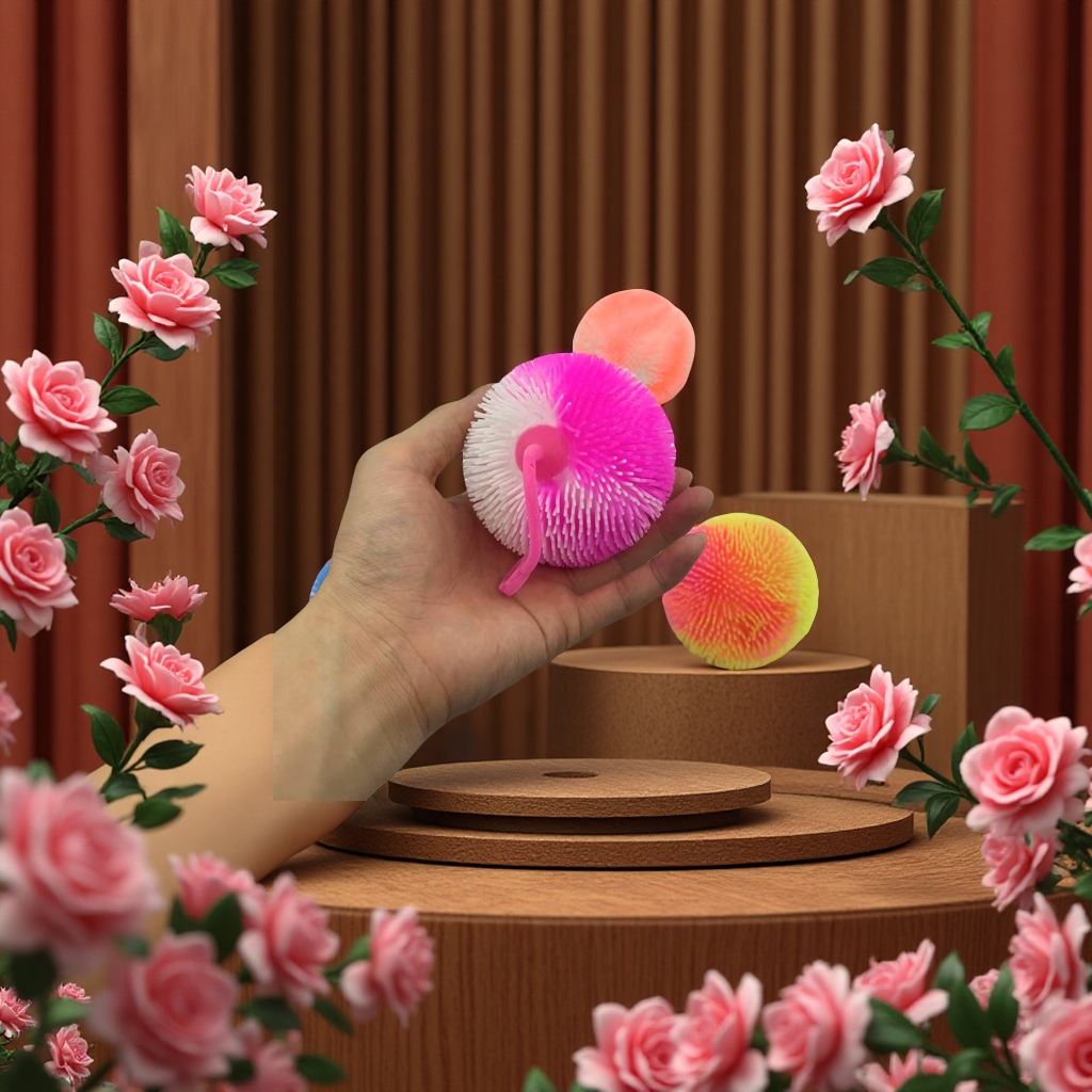 Factory direct sales of two-color short and dense hairball glowing children's stress-relieving toys, release flash balls, fun hand-controlled relaxation toys Application Scenario