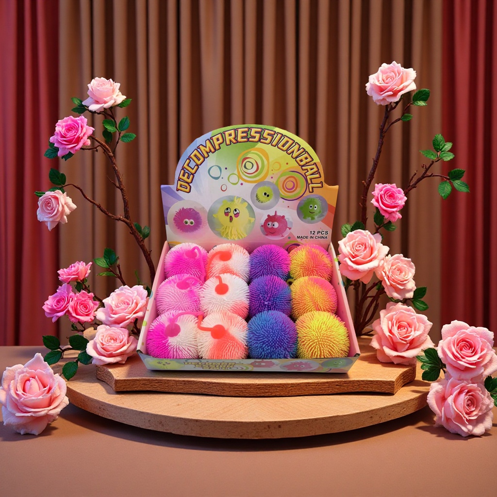 厂家直销双色短密毛球发光儿童解压玩具发泄闪光球趣味手控放松玩具