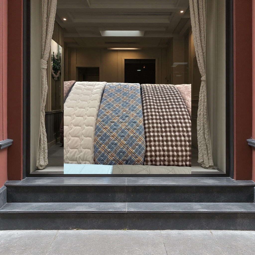 绗缝牛奶丝夹层聚酯纤维保暖冬季彩色亮眼时尚厚款家居服男女通用