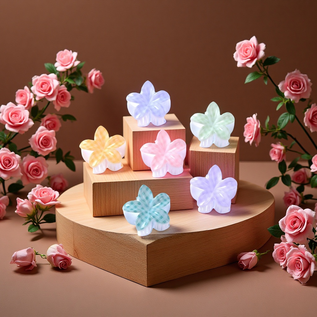 跨境爆款印刷格子小爪夹发夹