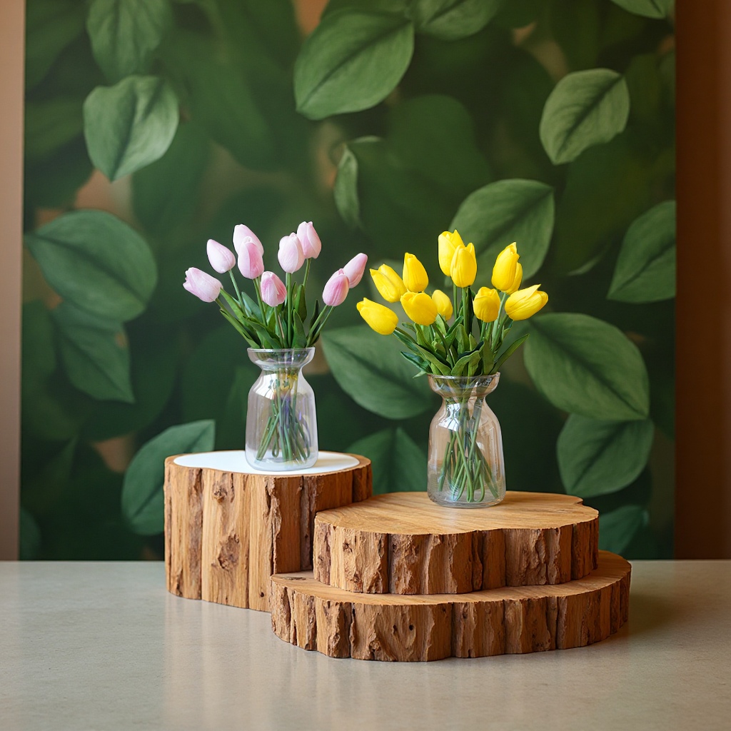 PU迷你郁金香仿真花跨境热销款家居装饰宠物园艺花盆容器