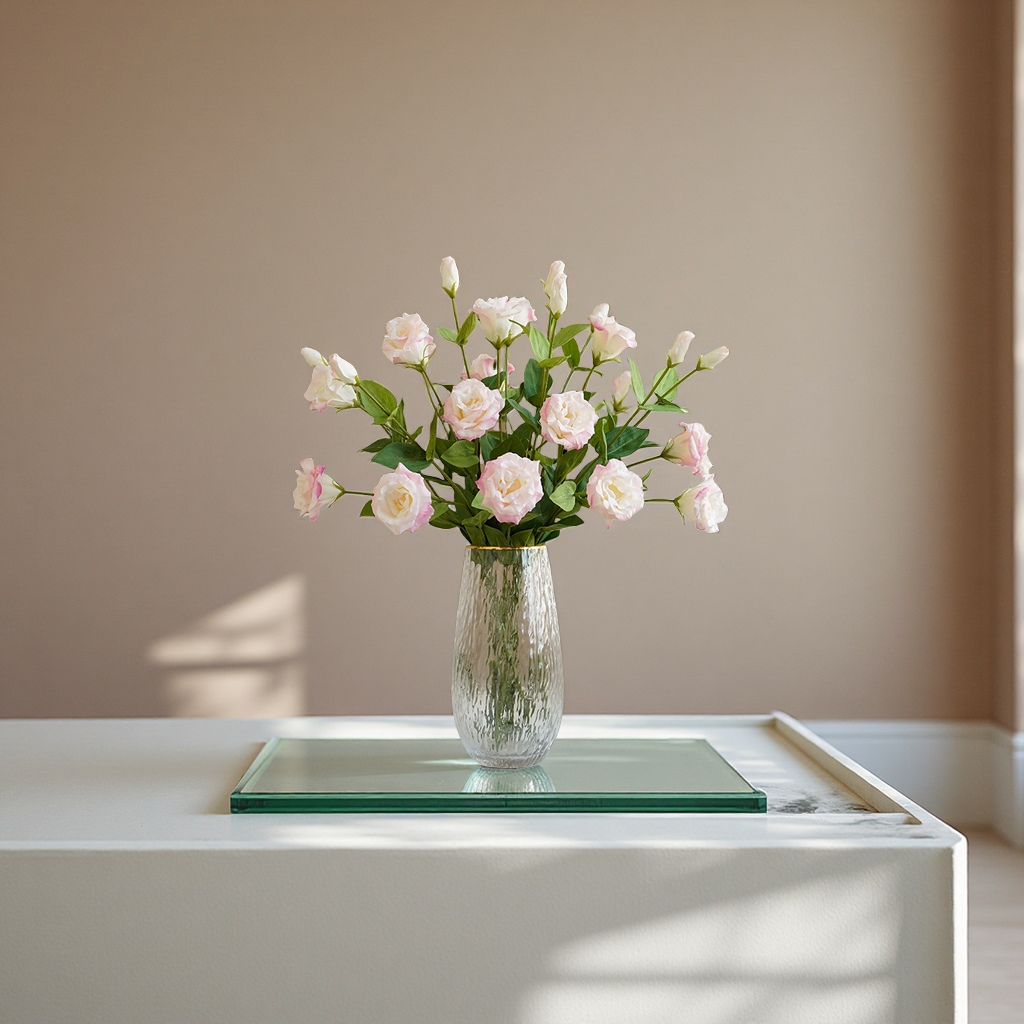 新款大支ins风人造花婚庆布景三头洋桔梗手感仿真花工艺品创意礼品毛线花