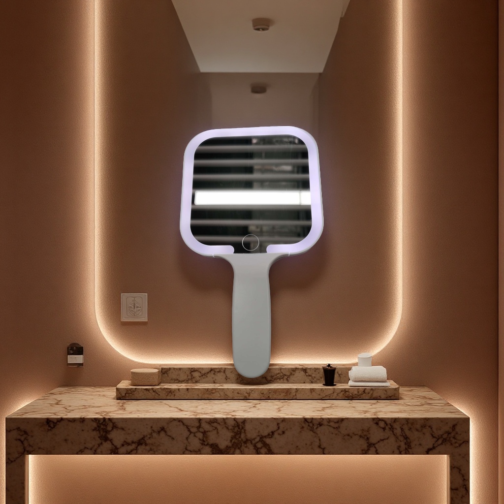 三色灯光智能镜子多功能化妆镜带调光调色镜面高清防雾家用美容镜