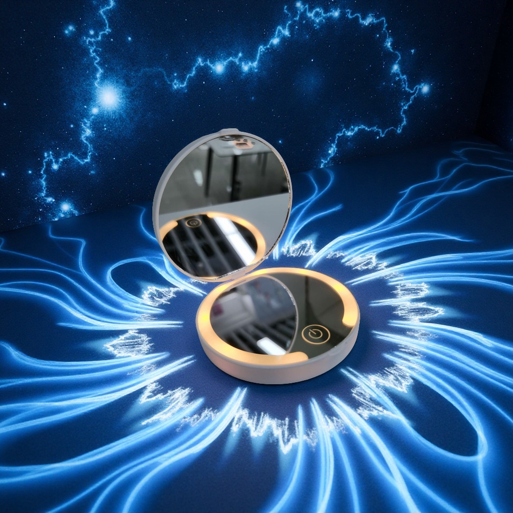 三色灯光智能镜子多功能化妆镜带调光调色LED镜面便携家用美容镜