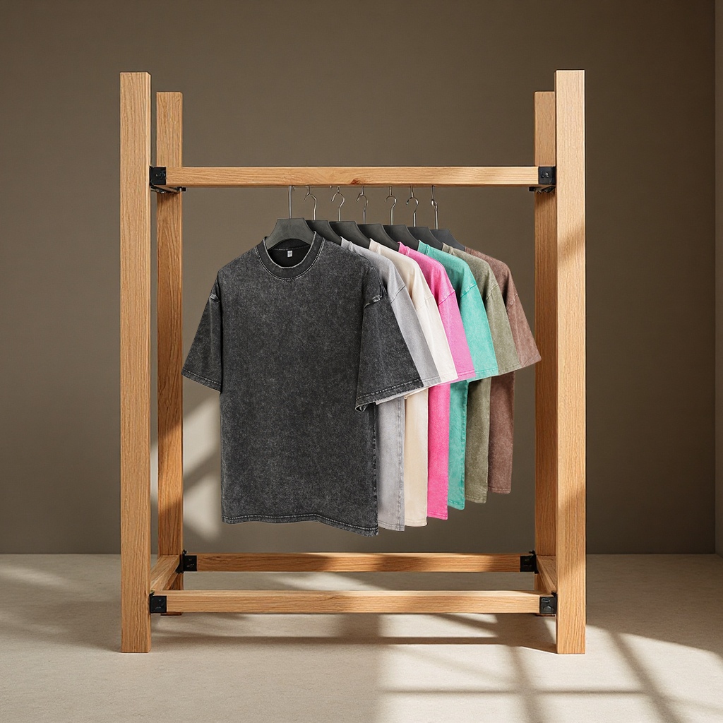 American-style washed and aged pure cotton T-shirt, loose short-sleeved trendy brand, 230g cross-border European size off-the-shoulder large size versatile clothing drying and washing care thumbnail