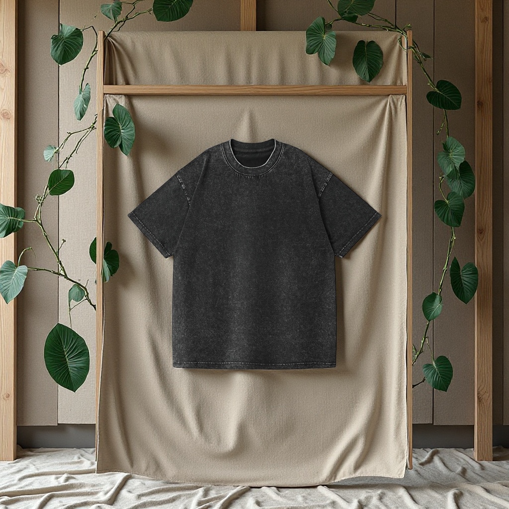 American-style washed and aged pure cotton T-shirt, loose short-sleeved trendy brand, 230g cross-border European size off-the-shoulder large size versatile clothing drying and washing care Item Picture